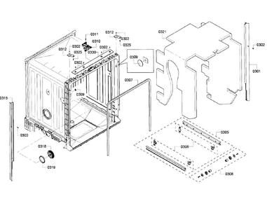 Cabinet Diagram and Parts List for SHX6AP05UC 04 Bosch Dishwasher