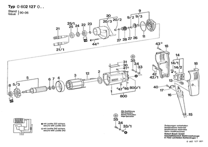 Section 1 Diagram and Parts List for 0602127061  Bosch Drill