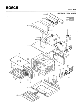 03 - CAVITY, UPPER & LOWER Diagram and Parts List for HBL555  Bosch Range