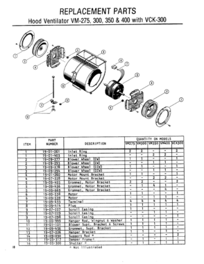 01 - HOOD VENTILATOR Diagram and Parts List for VM-275  Bosch 