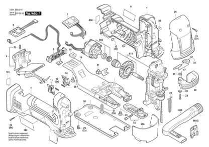 Diagram 1 Diagram and Parts List for GST18V-60BC 3601EB0010 Bosch Jig Saw