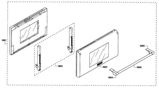 Door Assy Diagram and Parts List for PRD364EDPG-01  Thermador Range