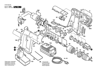 Section 1 Diagram and Parts List for 0603926603  Bosch Hammer Drill