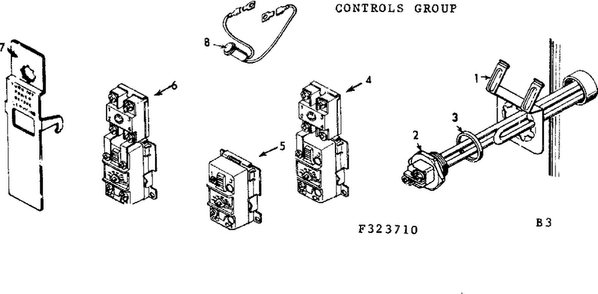 Controls Group Diagram and Parts List for 153328210  Kenmore Water Heater