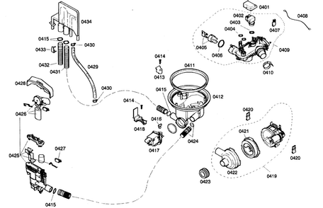Pump Assy Diagram and Parts List for SHV57C03UC 22 Bosch Dishwasher