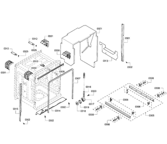 Cabinet Diagram and Parts List for SHX68R55UC 67 Bosch Dishwasher