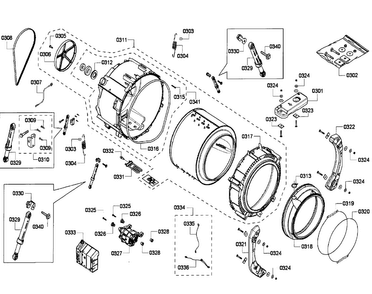 Drum Diagram and Parts List for WFVC6450UC 23 Bosch Washer