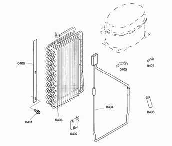 Evaporator Diagram and Parts List for KBUDT4855E 01 Thermador Refrigerator