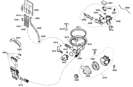 Pump Assy Diagram and Parts List for SHX33A02UC 21 Bosch Dishwasher