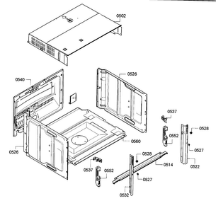 Cabinet Diagram and Parts List for MES301HS 01 Thermador Wall Oven