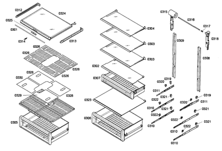 Drawer Assy Diagram and Parts List for T24IR70NSP 33 Thermador Refrigerator