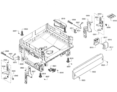 Base Assy Diagram and Parts List for SHE3AR55UC 06 Bosch Dishwasher