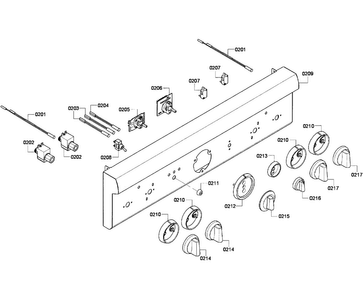 Front Panel Diagram and Parts List for PRD304GHC 04 Thermador Range