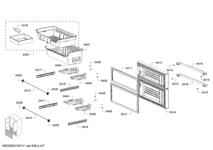 Diagram 4 Diagram and Parts List for B21CL80SNS-02  Bosch Refrigerator