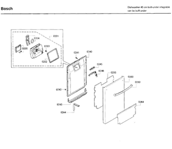 Door Diagram and Parts List for SPX68U55UC 37 Bosch Dishwasher