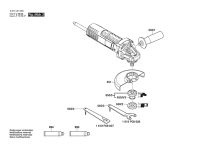 Section 2 Diagram and Parts List for GWS750-115 3601C940L3 Bosch Angle Grinder