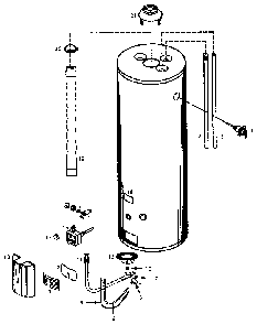 Replacement Parts Diagram and Parts List for 153334360  Kenmore Water Heater