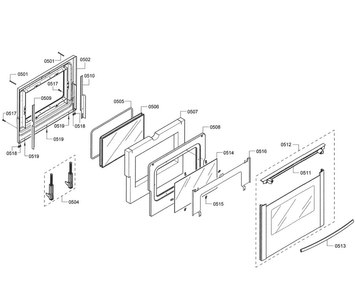 Door Assy Diagram and Parts List for HES7282U 06 Bosch Range