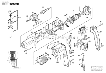 Page A Diagram and Parts List for B6270 0601028735 Bosch Electric Drill