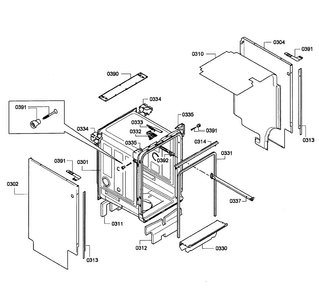 Cabinet Diagram and Parts List for SPE5ES55UC 01 Bosch Dishwasher
