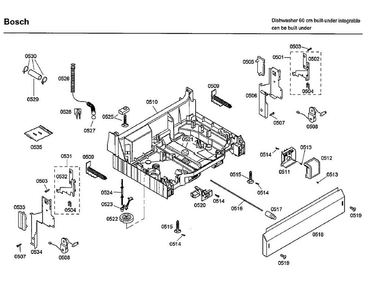 Base Diagram and Parts List for SHX33A02UC 42 Bosch Dishwasher