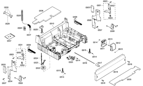 Base Assy Diagram and Parts List for SHE55M06UC 48 Bosch Dishwasher