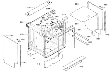 Cabinet Assy Diagram and Parts List for DWHD650GPR 01 Thermador Dishwasher