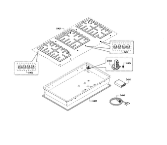 Grate Assy Diagram and Parts List for NGM8665UC 01 Bosch Cooktop