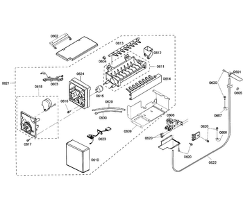 Icemaker Diagram and Parts List for KBUDT4255E 04 Thermador Refrigerator