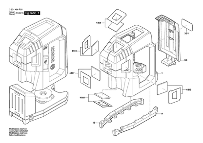 Page 1 Diagram and Parts List for GPL100-50G 3601K66P10 Bosch Laser Level