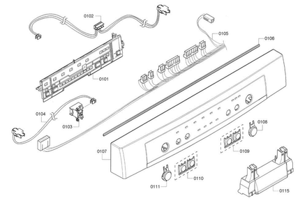 Control Panel Diagram and Parts List for SHE4AP06UC 05 Bosch Dishwasher