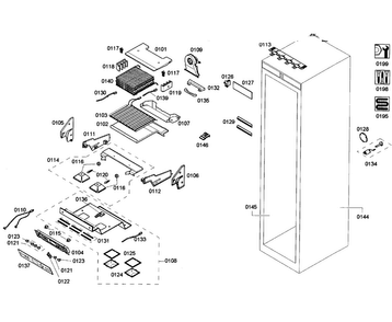 Cabinet Parts Diagram and Parts List for T24IF70NSP 43 Thermador Freezer