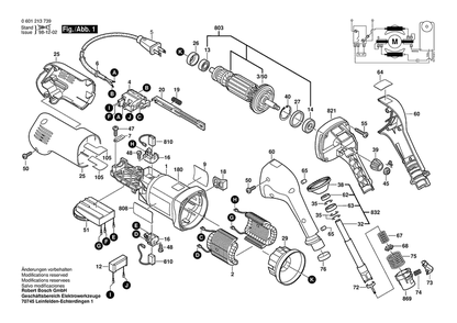 Section 1 Diagram and Parts List for GEB1000CE 0601213739 Bosch Sander Polisher