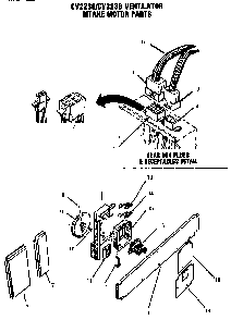 Ventilator Intake Motor Diagram and Parts List for CHCV30  Thermador Cooktop