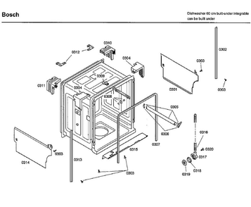 Frame Diagram and Parts List for SHX33A02UC 38 Bosch Dishwasher