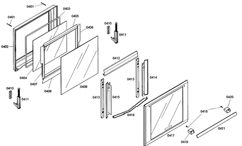 Top Oven Door Assy Diagram and Parts List for ME272ES01  Thermador Wall Oven