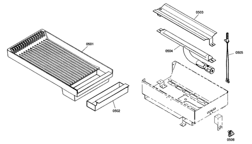 Grill Plate Diagram and Parts List for PRG364ELG01  Thermador Range