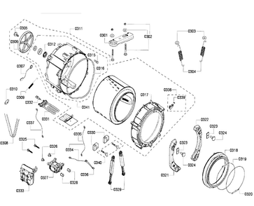 Drum Diagram and Parts List for WFMC5801UC 16 Bosch Washer