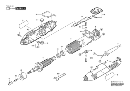 Diagram 1 Diagram and Parts List for 4000120V F013400006 Bosch Hammer Drill