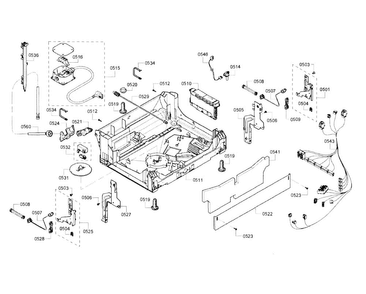 Base Diagram and Parts List for SHX53T55UC 02 Bosch Dishwasher