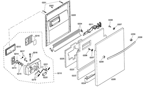 Door Assy Diagram and Parts List for SHX55M02UC 46 Bosch Dishwasher