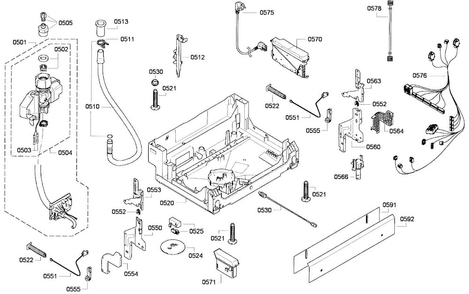 Base Assy Diagram and Parts List for DWHD650GFP 01 Thermador Dishwasher