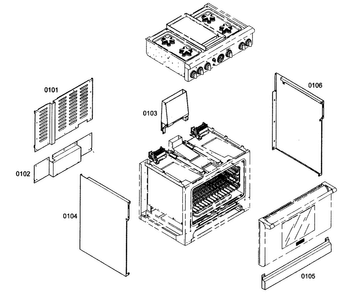 Cabinet Parts Diagram and Parts List for PRG364EDG04  Thermador Range