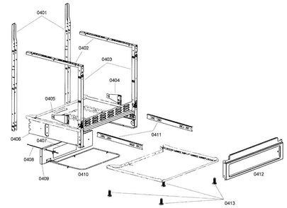 Base Assy Diagram and Parts List for HES345U 01 Bosch Range