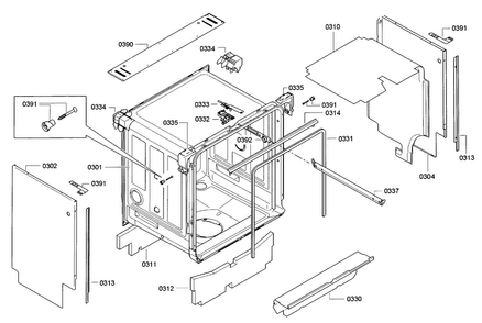 Frame Diagram and Parts List for SGE63E06UC 93 Bosch Dishwasher