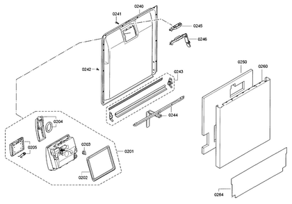 Door Diagram and Parts List for SGE63E06UC A3 Bosch Dishwasher
