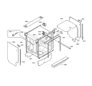 Frame & Cavity Diagram and Parts List for SGE63E06UC 73 Bosch Dishwasher