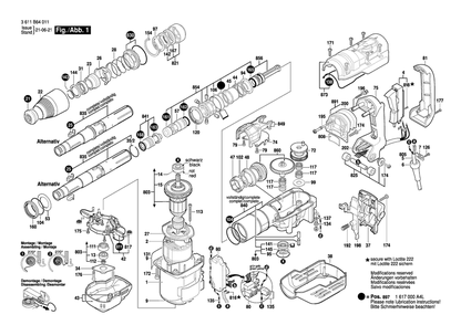 Page 1 Diagram and Parts List for 11264EVS 3611B64011 Bosch Demolition Hammer