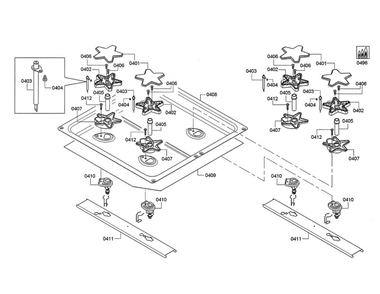 Heat Shield/Burners Diagram and Parts List for PRD48JDSGU 08 Thermador Range