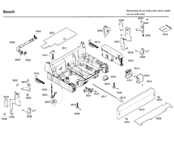 Base Diagram and Parts List for SHE65P05UC 60 Bosch Dishwasher